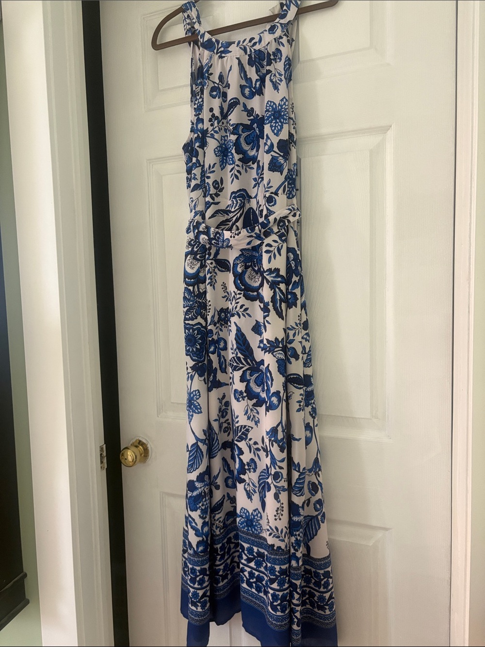 cleo Blue and White Floral Maxi Dress